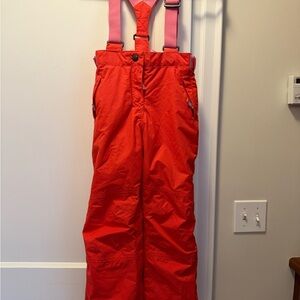 Girls size 9-10, Bright Red Snow Pants Overalls